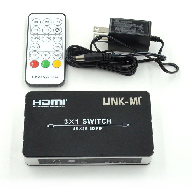 4K2K HDMI Switch 3x1 HDMI Splitter 5V 1A รองรับ PIP 3D 3 ถึง 1 Video Switch