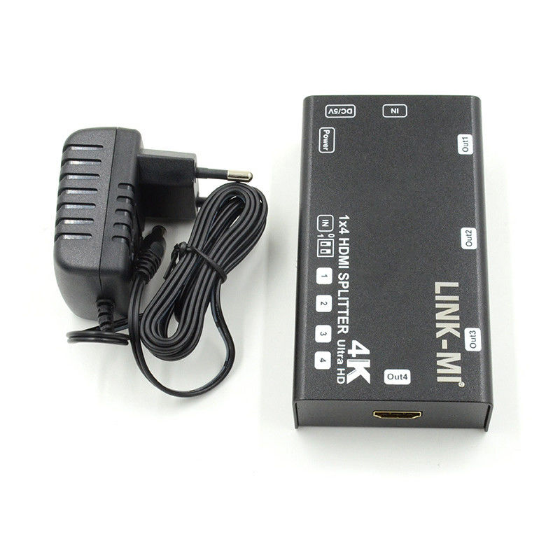 1X4 Video Splitter HDMI 4k 60Hz AV Splitter รองรับ 3D EDID สําหรับ 4 ทีวี Ultra HD