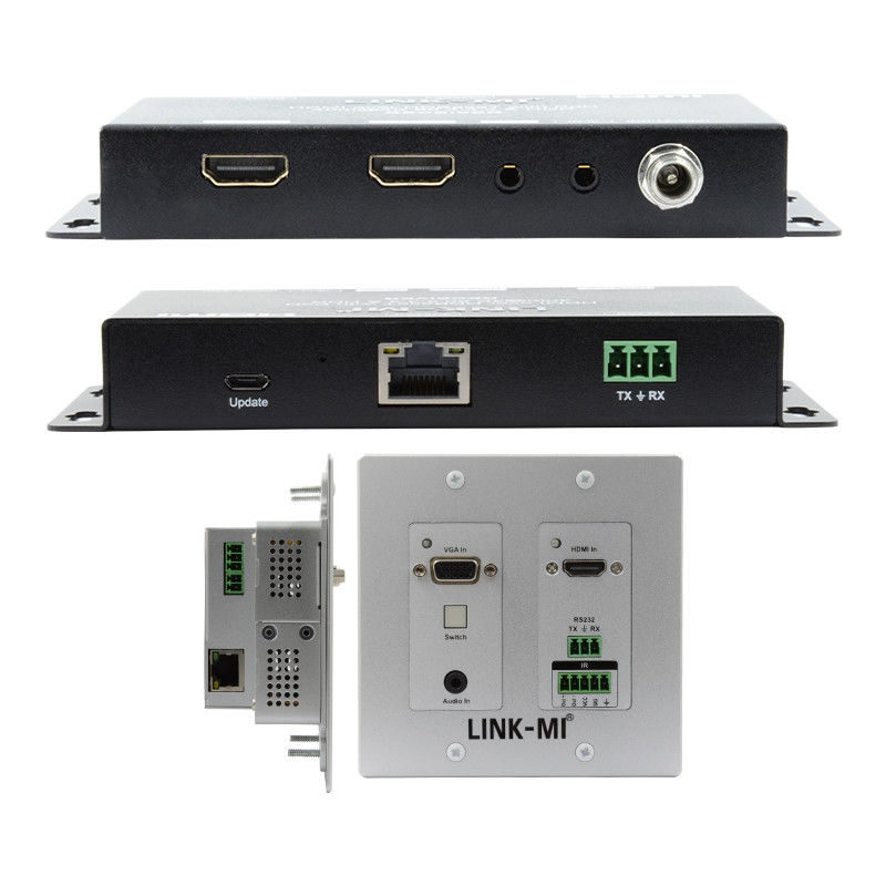 4K 40M HDBaseT HDMI+VGA Wallplate Extender Bi-Directional Wide Band IR RS232 ผ่านผ่าน