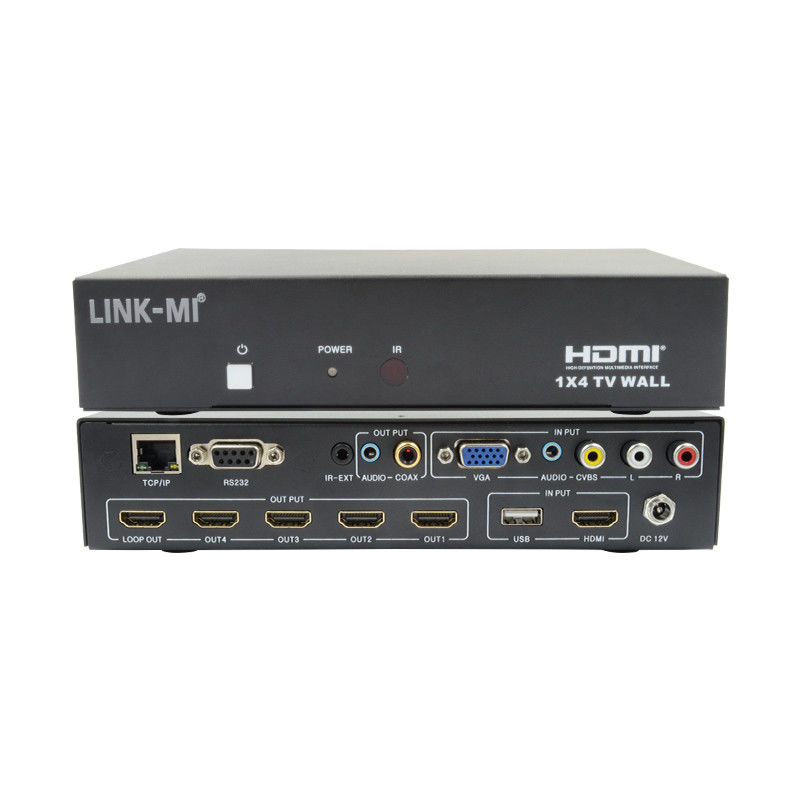 LM-TV04L HDMI 1x4 TV WALL การสนับสนุน CVBS/VGA/HDMI/USB แหล่งเข้าการเล่น