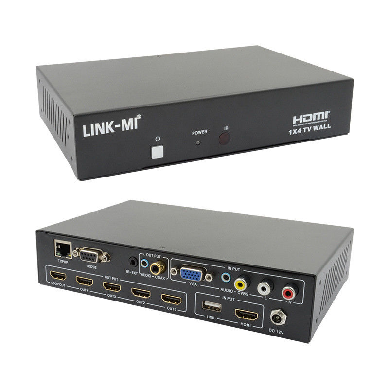 LM-TV04L HDMI 1x4 TV WALL การสนับสนุน CVBS/VGA/HDMI/USB แหล่งเข้าการเล่น