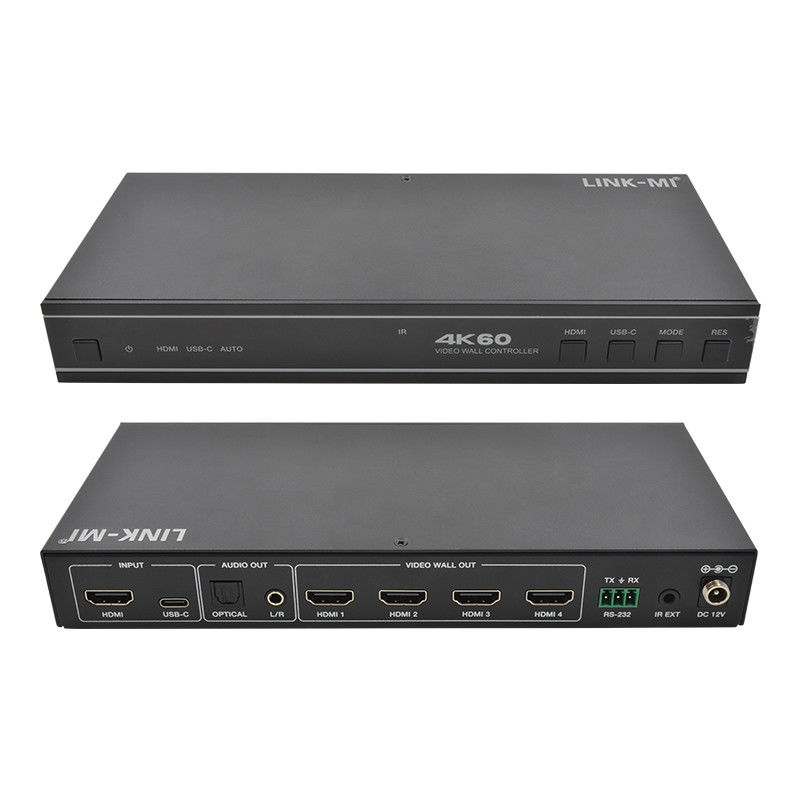 เครื่องควบคุมกําแพงวิดีโอ 1X4 HDMI ที่ใช้ได้ง่าย พร้อม USB-C Input Audio และสนับสนุน RS232