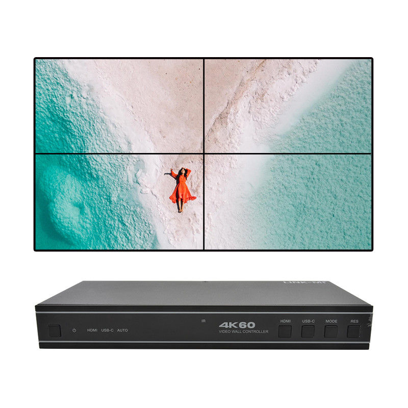 เครื่องควบคุมกําแพงวิดีโอ 1X4 HDMI ที่ใช้ได้ง่าย พร้อม USB-C Input Audio และสนับสนุน RS232