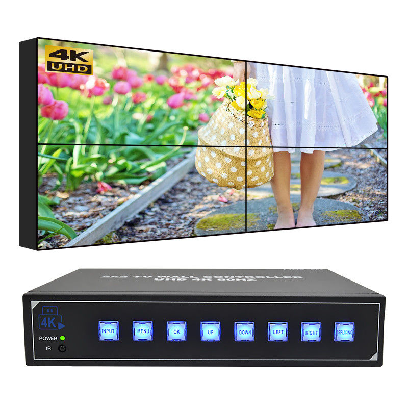 เครื่องควบคุมกําแพงวีดีโอ 4K สําหรับโทรทัศน์สูงสุด 4 เครื่องควบคุมกําแพงวีดีโอ USB HDMI 2x2
