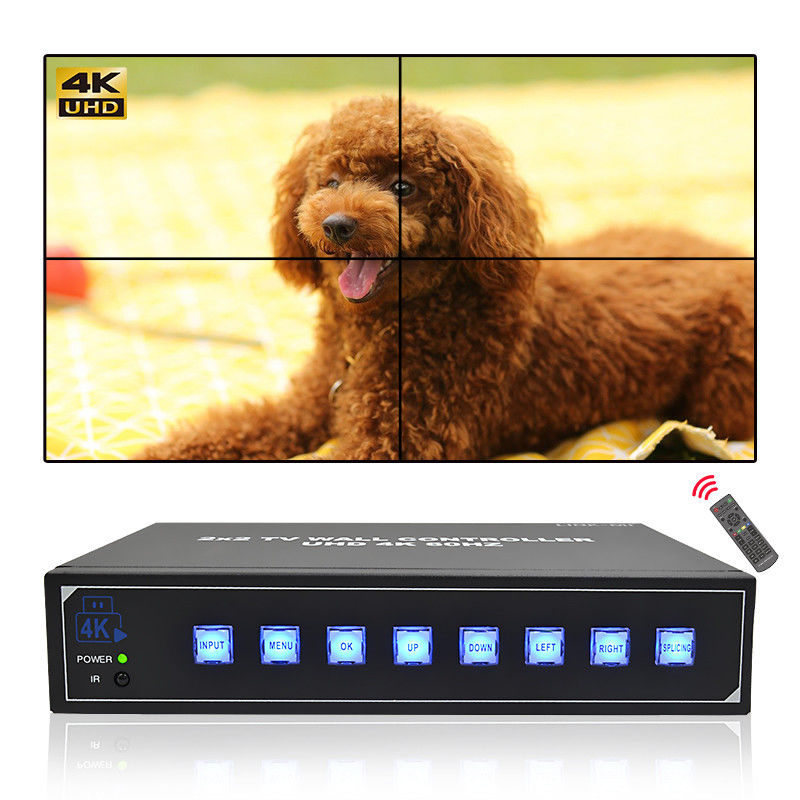 2x2 4K HDMI Video Wall Controller กับการสนับสนุนการหมุน 180° 1x4 1x3 1x2 2x1 3x1 4x1 4K60 TV Wall Controller