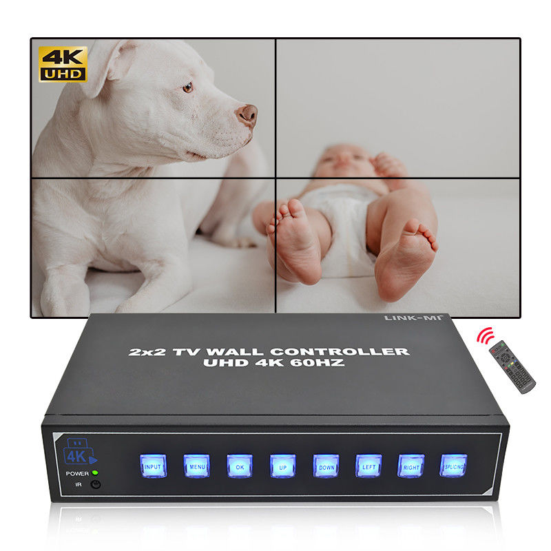 2 x HDMI ใน 4K Video Wall Controller พร้อมการสนับสนุน USB 2x2 1x4 1x3 1x2 4K60Hz Splicing Box สําหรับการโฆษณา