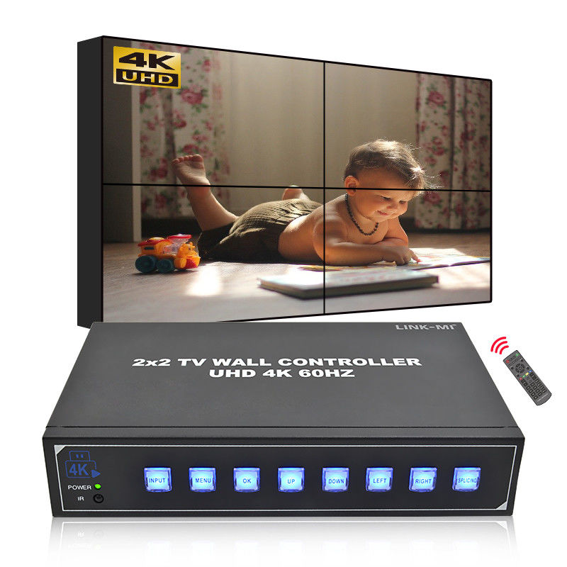 4 ทีวี 4K Video Wall Processor รองรับการหมุน 180° Max 3840*2160 ความละเอียดการเข้า 60Hz